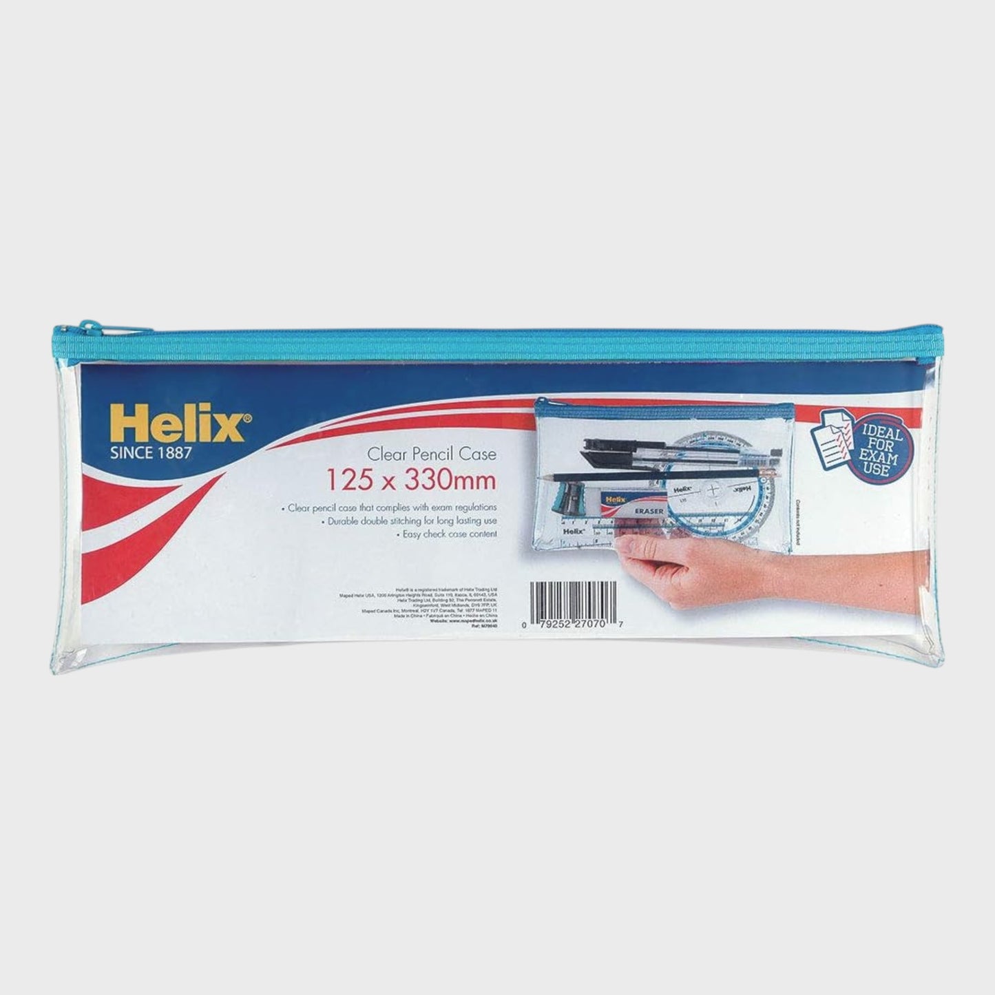 Helix Clear Pencil Case - Assorted Colours