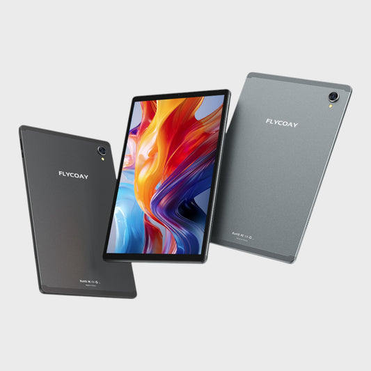 FLYCOAY Grey Tablet 10.4 Inch Wi-Fi Android 14 Bundle