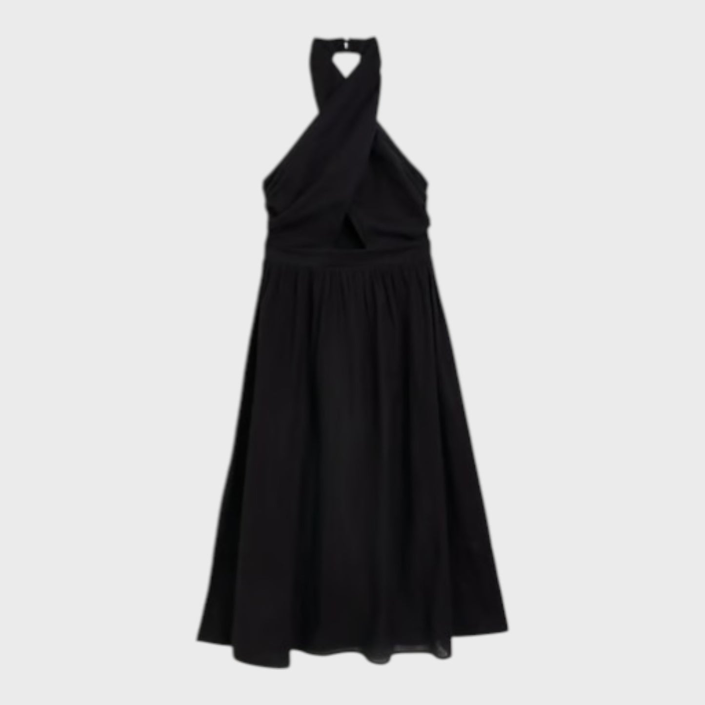 River Island Black Linen Halterneck Midi Dress