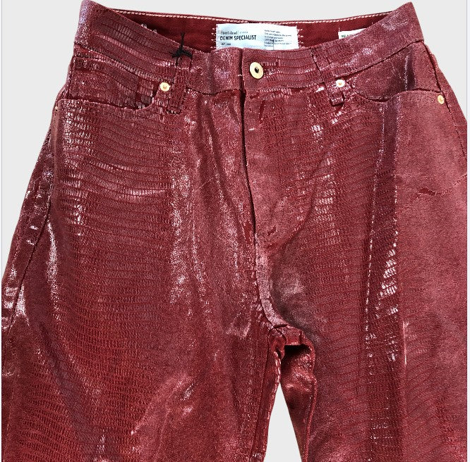 River Island Red Metallic Snake Print Jeans