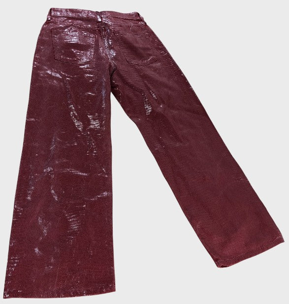 River Island Red Metallic Snake Print Jeans