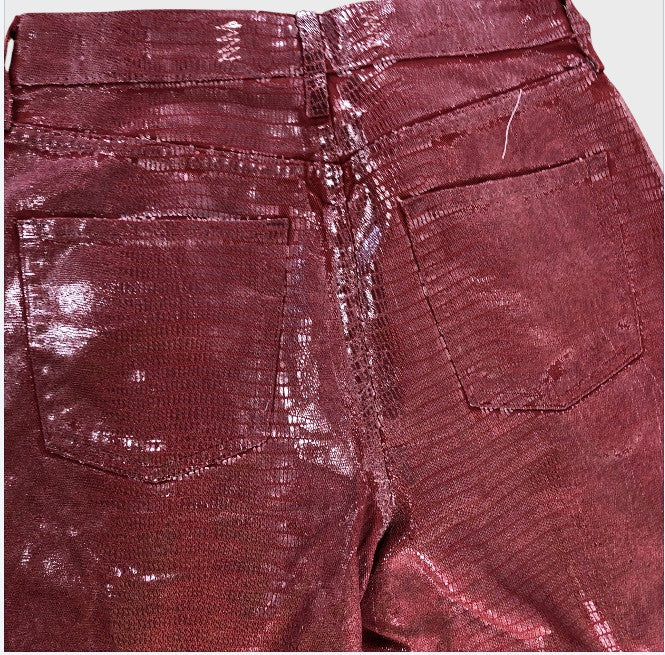 River Island Red Metallic Snake Print Jeans