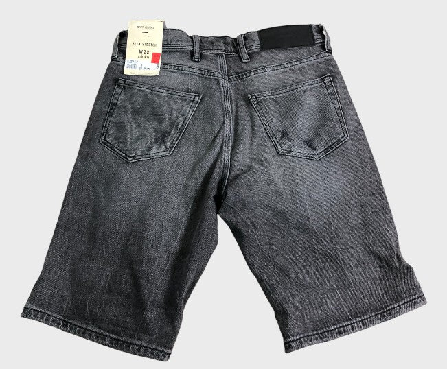 River Island Black Slim Fit Ripped Denim Shorts - Size 28