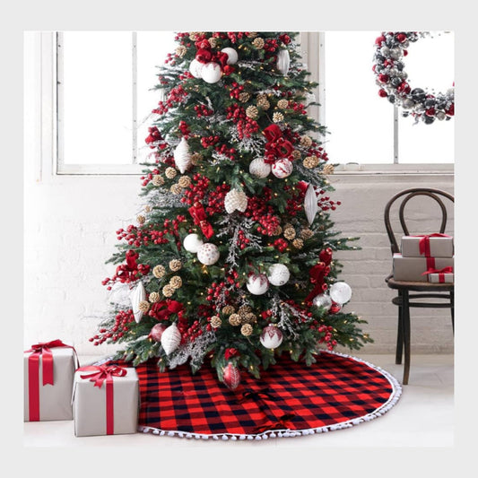 Red and Black Plaid Christmas Tree Skirt