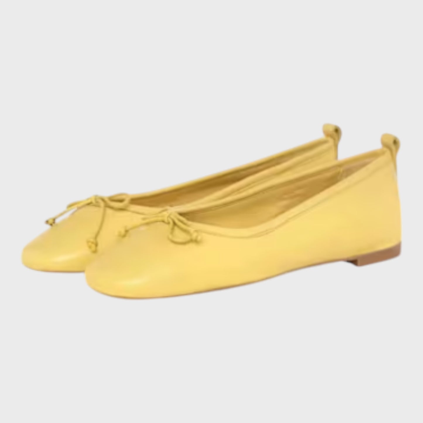 Branded Yellow Leather Hattie Ballet Flats - Size UK 6