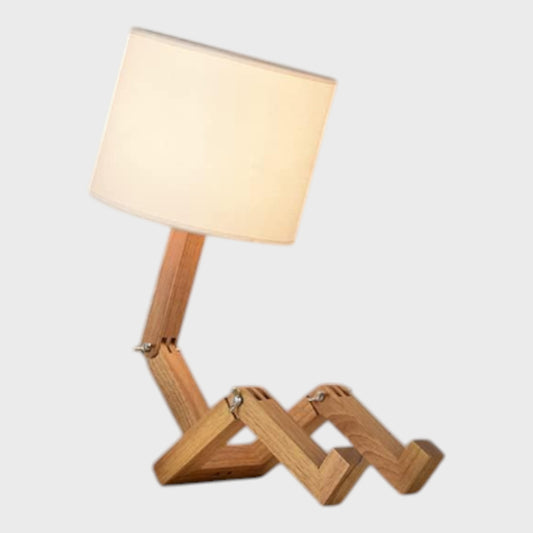 Wooden Sitting Man Bedside Lamp