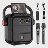 Karaoke Machine with Two Wireless Microphones, Lights & Bluetooth