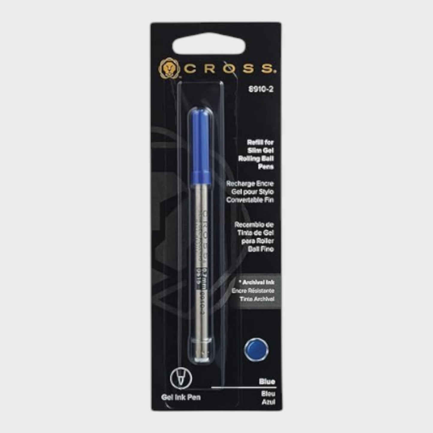 CROSS Gel Ink Rolling Ball Slim Medium Refill 8910-2 - Blue - Pack of 6