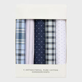 Pure Cotton Patterned Handkerchiefs - Five Pack