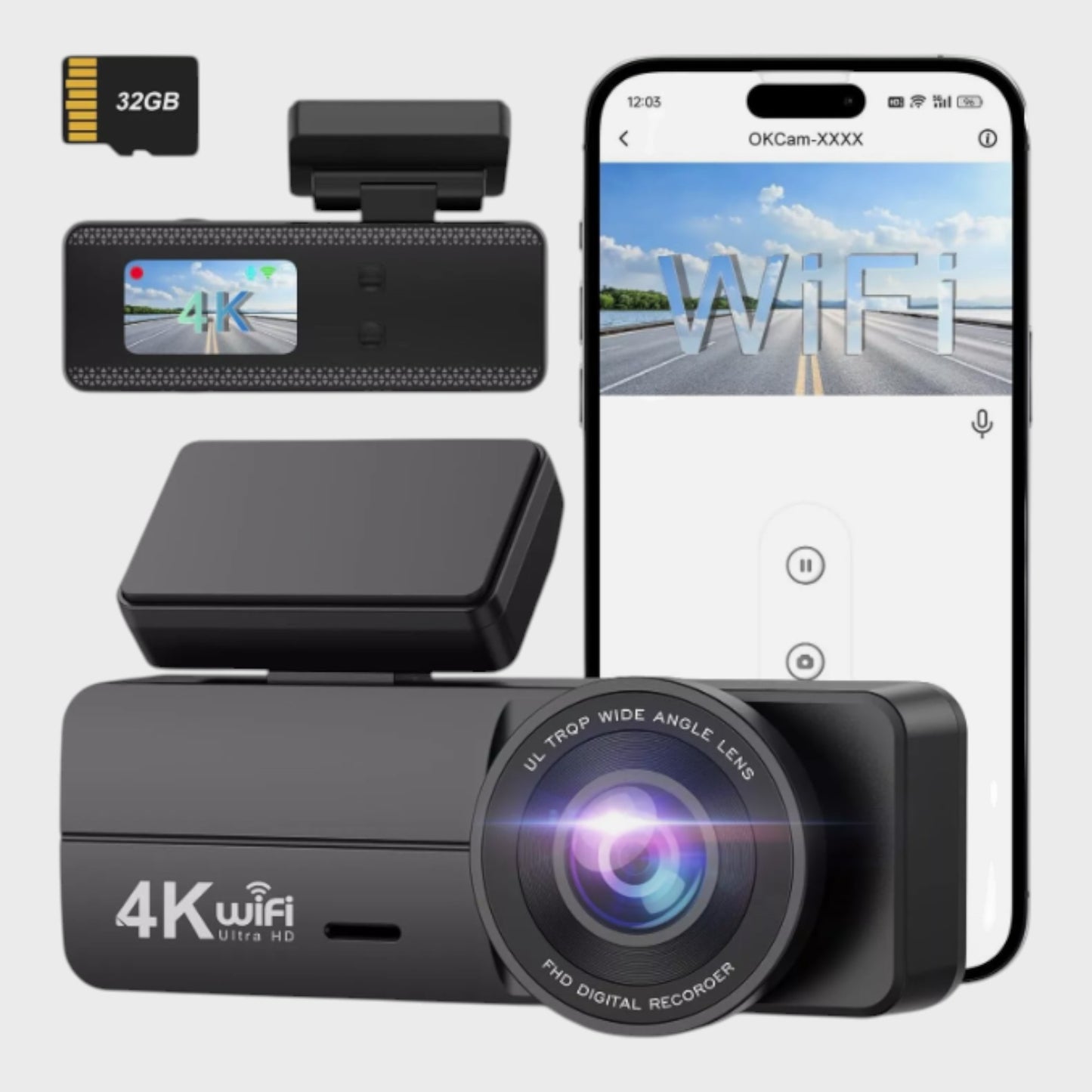 Dynacam 4K 1080P Wi-Fi 24 Hour Loop Recording Parking Monitor