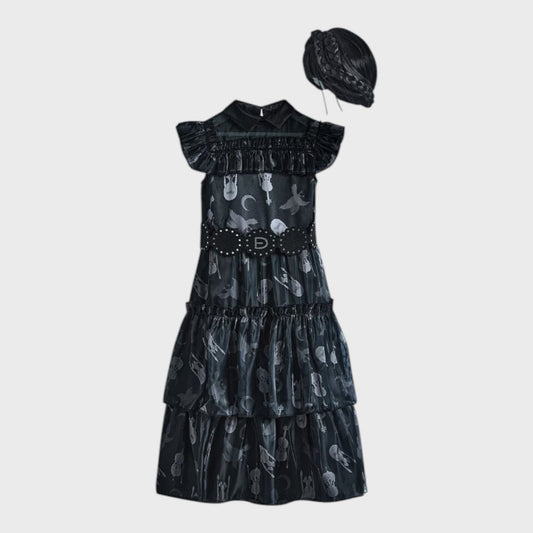 Wednesday Black Frill Halloween Fancy Dress Costume