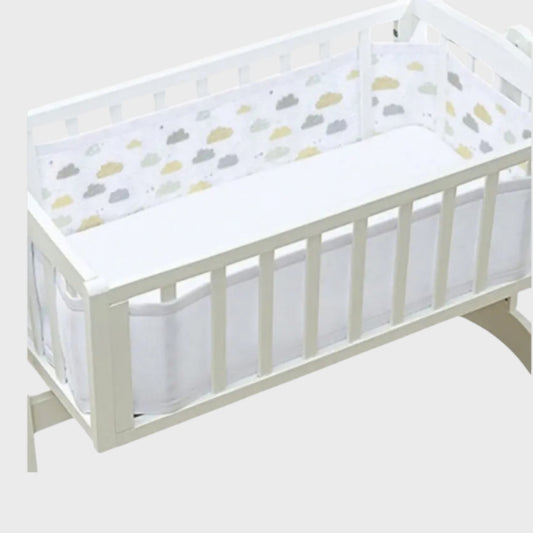 BREATHABLEBABY Mesh Cot Liner Slatted & Solid Cots - Cloud Design