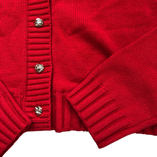 River Island Chunky Knit Cardigan Women's Red Long Sleeve Button Front Size 6
