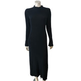 Barbour Francis Knitted Midi Dress UK12 Womens Navy Ribbed Long Sleeves