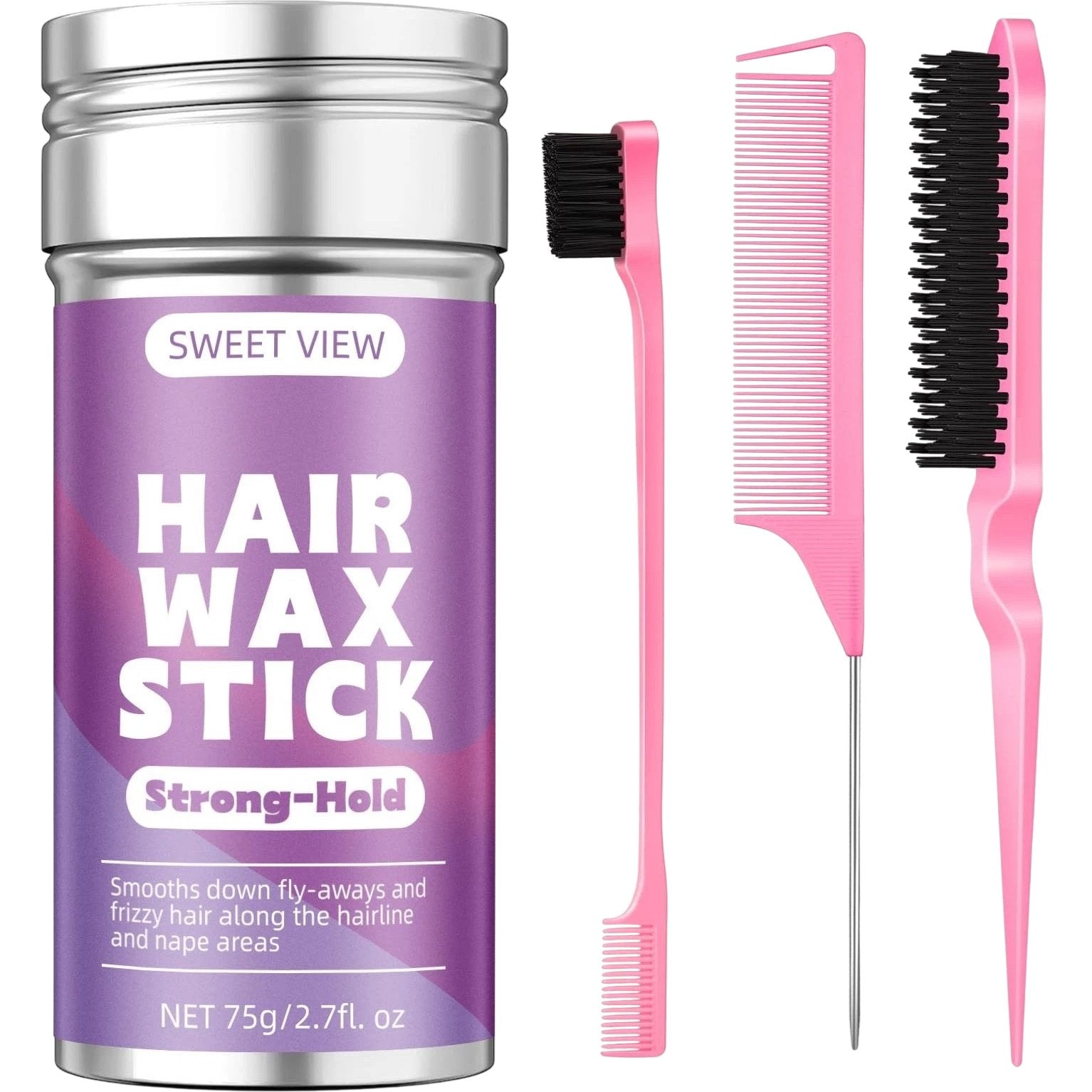 SWEET VIEW Hair Wax Stick & Slick Back Hair Brush for Tame Flyaways ...