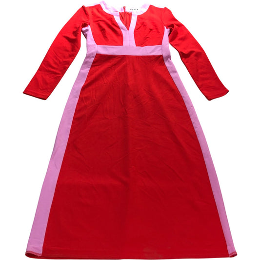 Boden Red Colourblock Midi Dress - Size 6