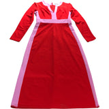Red Colourblock Midi Dress - Size 6