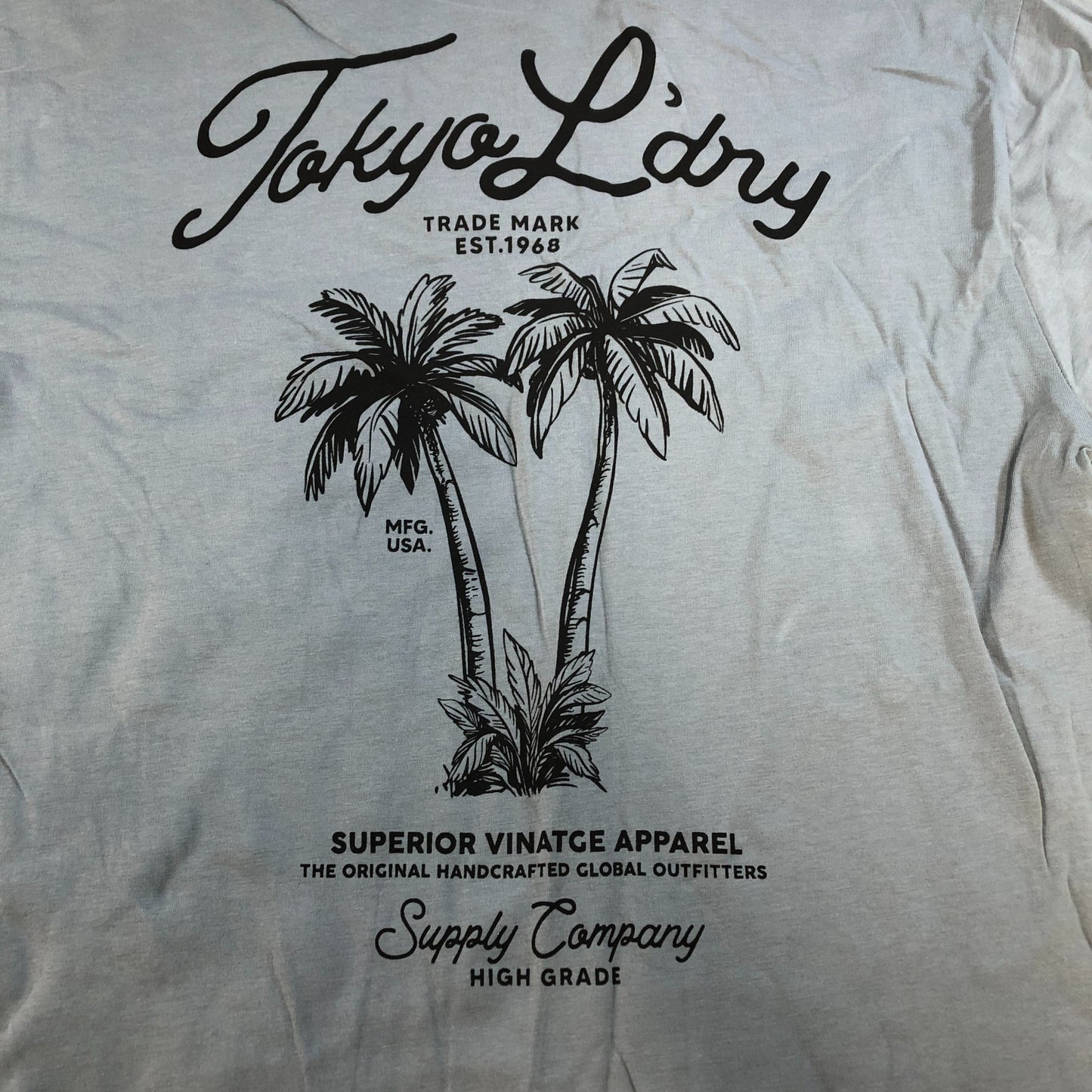 Tokyo Laundry T-Shirt Men's Size M Grey Palm Print Cotton Short Sleeve