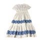 Floral Embroidered Dress UK12 Women's Linen Short Sleeve White Blue