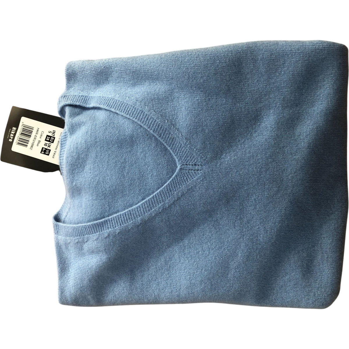 Hikaro Wool Sweater V Neck 100 Percent Merino Wool Blue