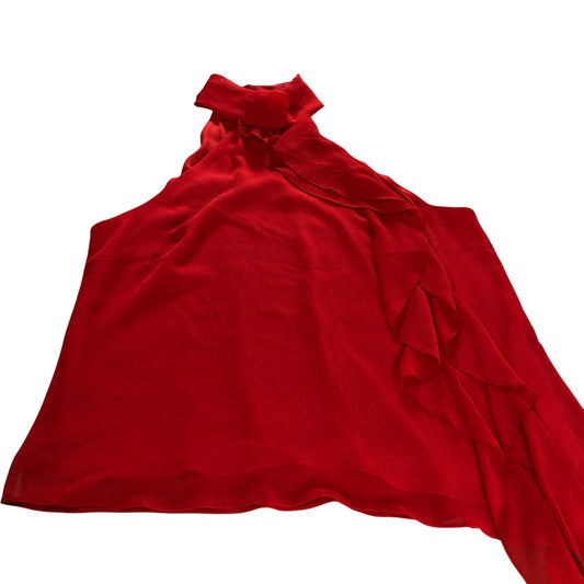 River Island Red Blouse UK18 Women's Ruffle Detail Chiffon Top