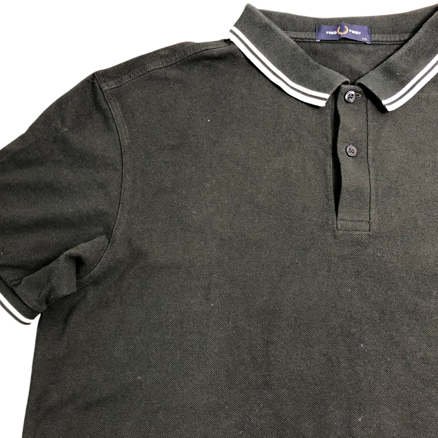 Fred Perry XXL Men's Polo Shirt Dark Green Cotton Short Sleeve Striped Collar