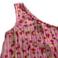 River Island Women's UK10 One Shoulder Dress Pink Animal Print Pleated