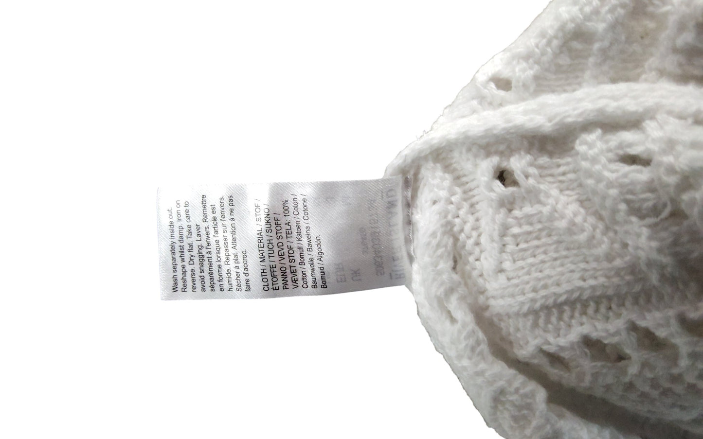 RIVER ISLAND Men's Short Sleeve Knitted T-Shirt Medium White Crochet Design