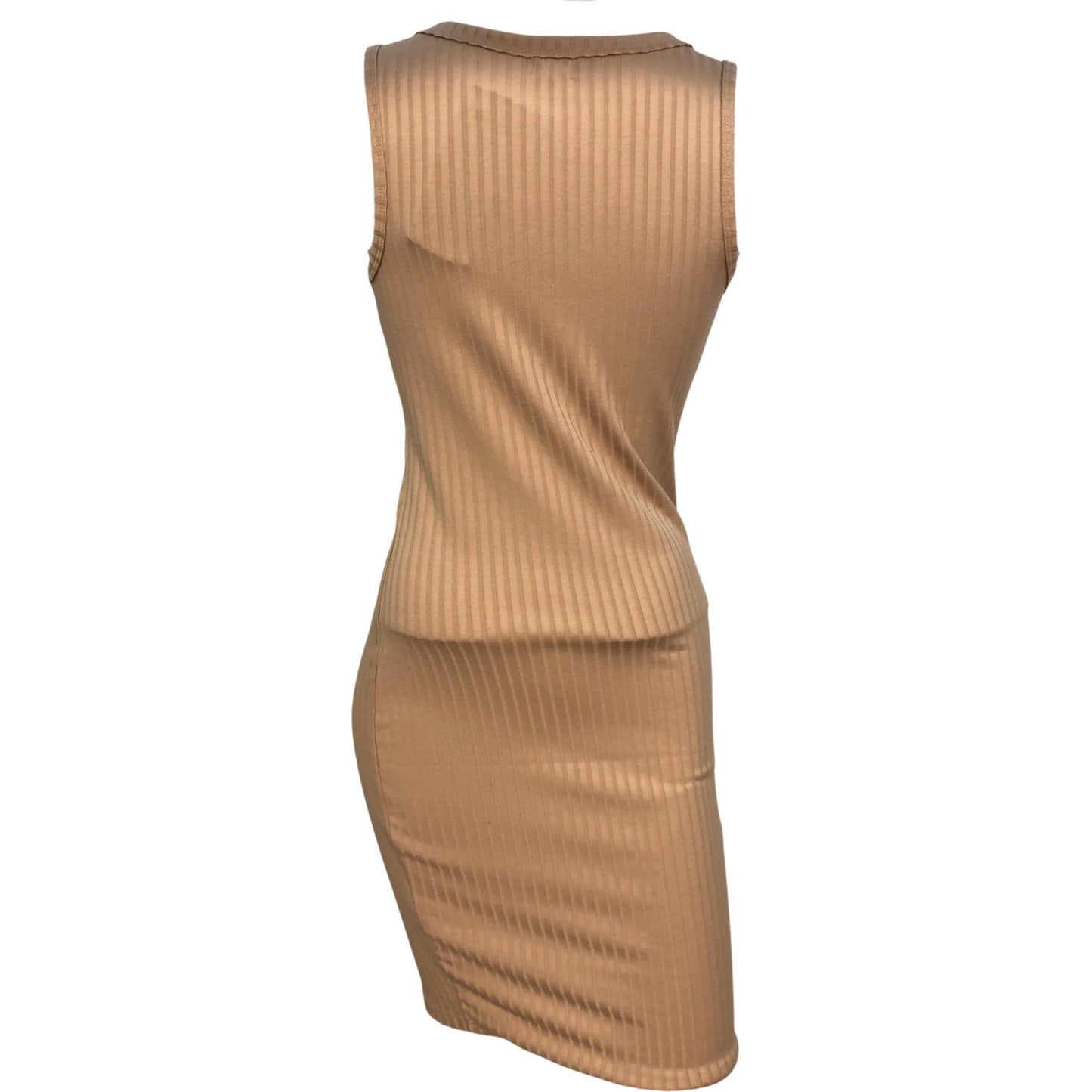 River Island Beige Ribbed Dress UK8 Women's Sleeveless Bodycon Style