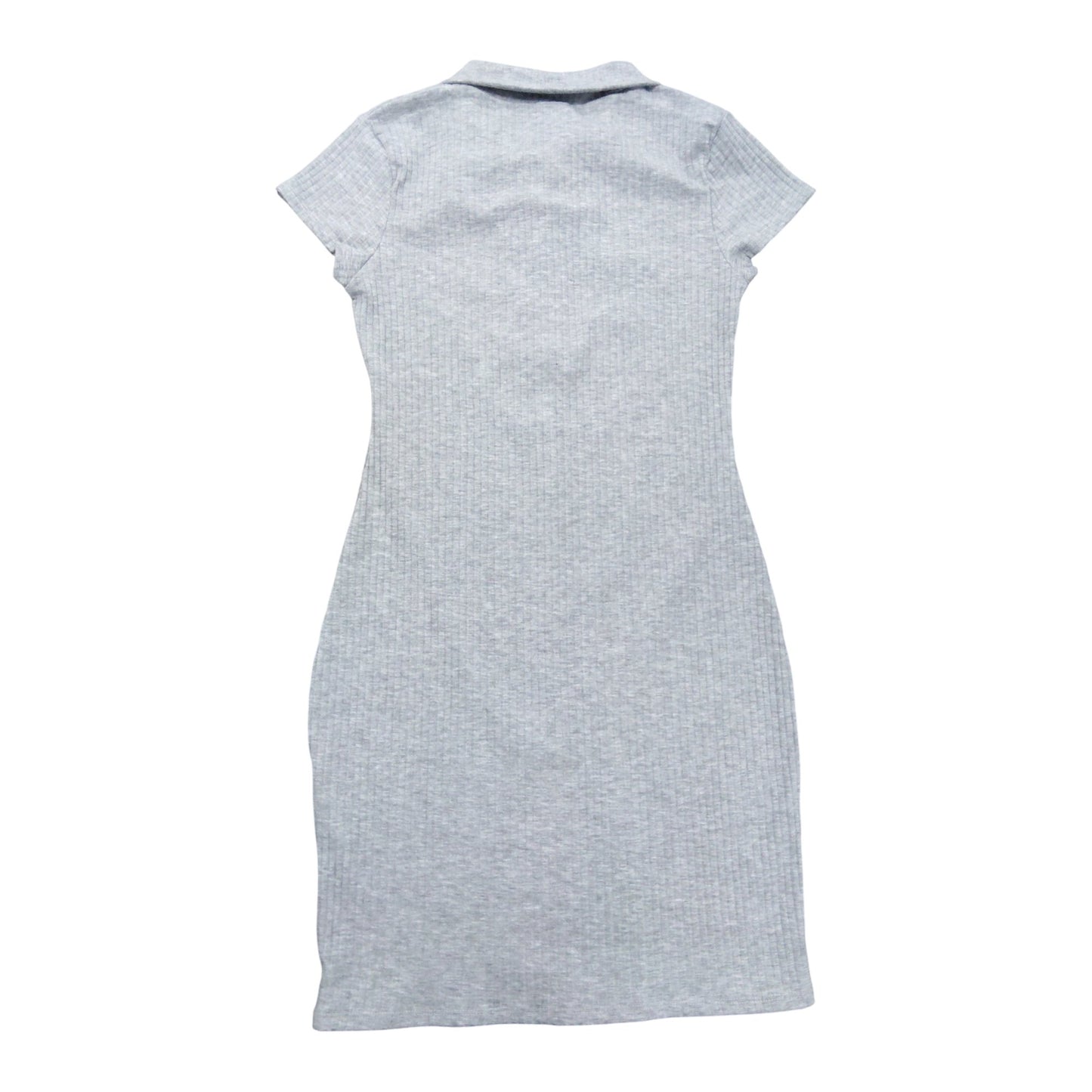River Island Polo Dress UK M Women's Grey Ribbed Button Detail Casual Wear