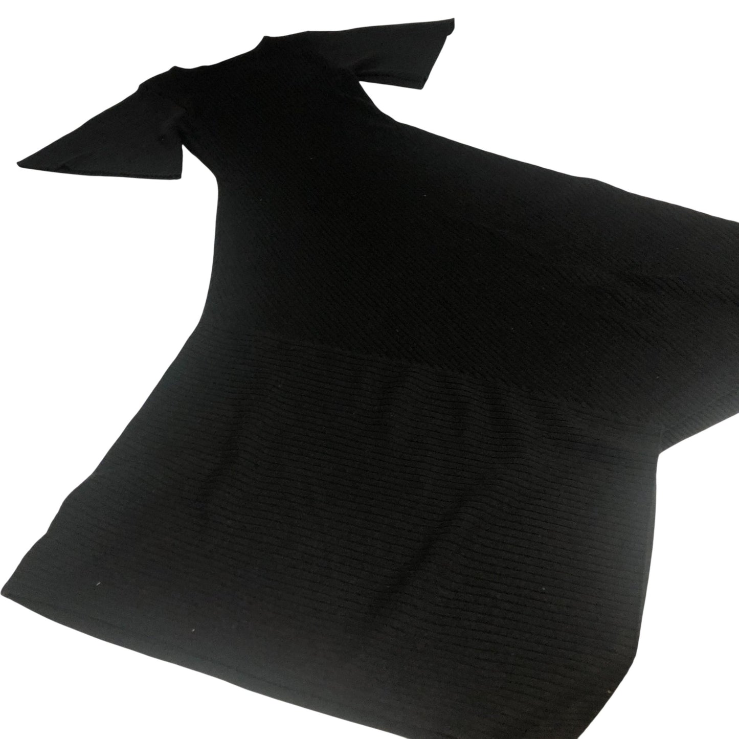 Black Ribbed Flared Dress Women's Short Sleeve Casual XS