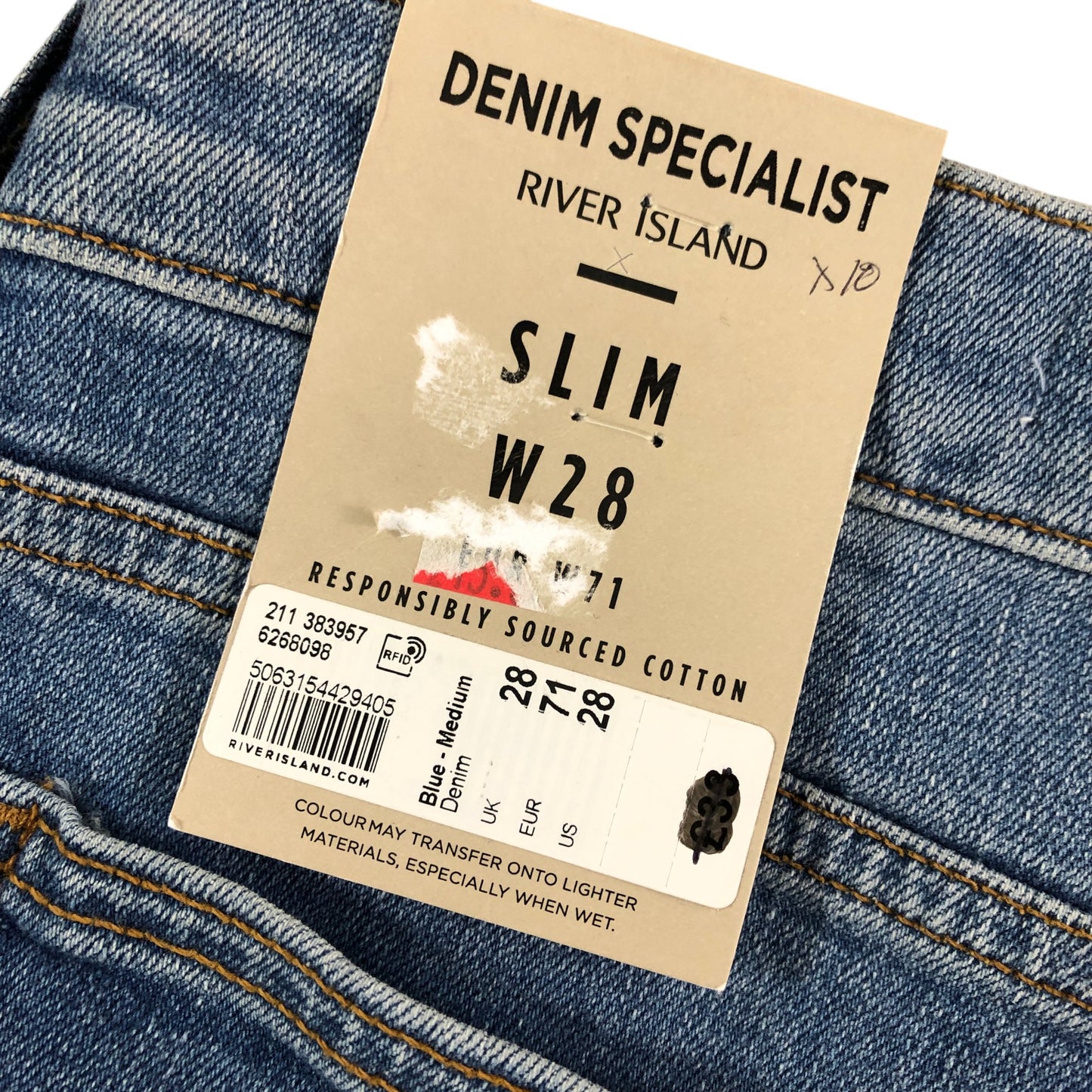 River Island Denim Specialist Slim W28 Men's Shorts Blue Medium Denim