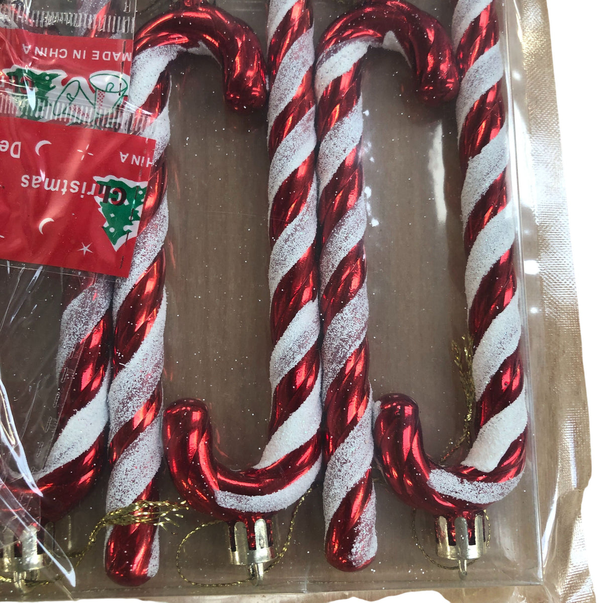 Candy Cane Christmas Ornaments Red Glitter 36 Pieces
