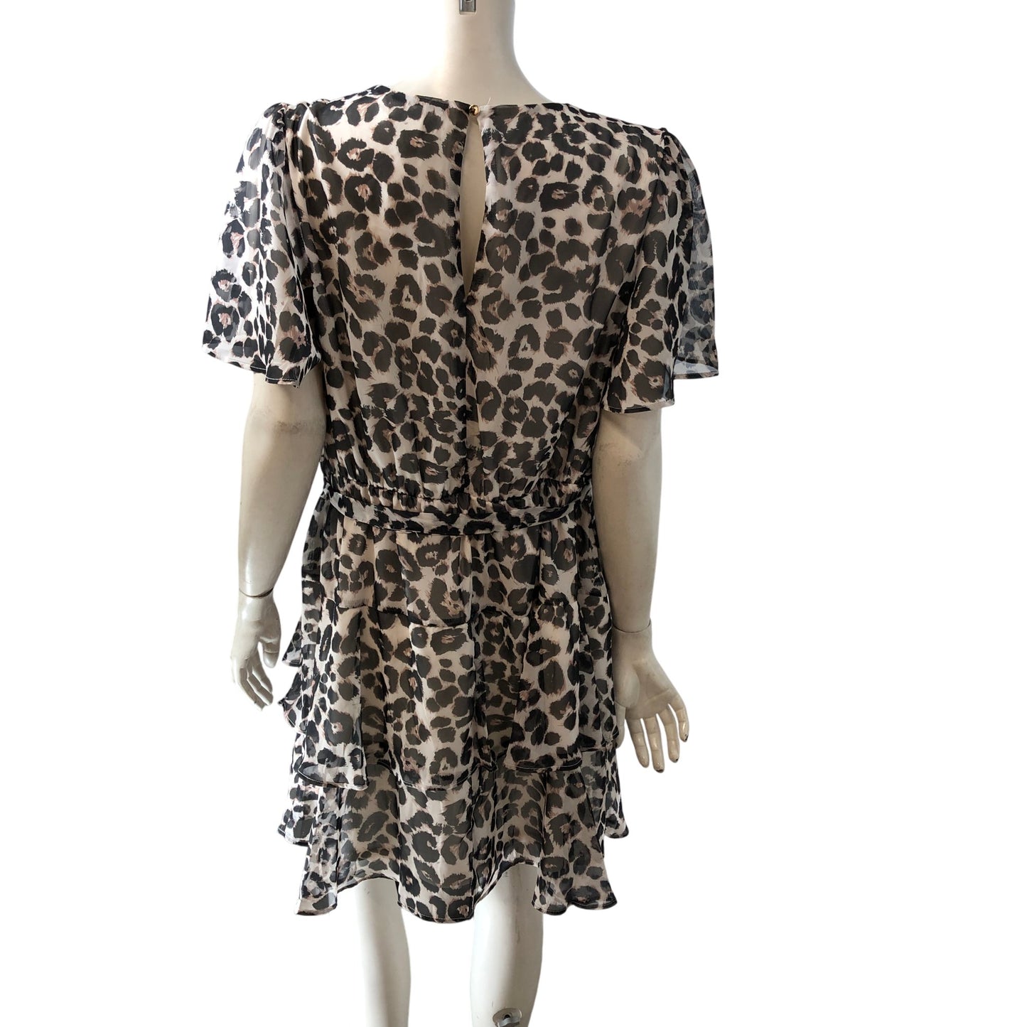 Friends Like These Women's Size 16 Leopard Print Dress Short Sleeve Tiered