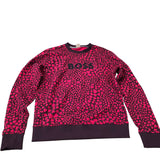 BOSS Women's Crew Neck Sweatshirt Red Heart Print Cotton XS
