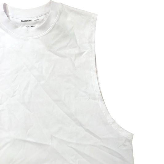 River Island Studios White Sleeveless T Shirt Size S Regular Fit Cotton