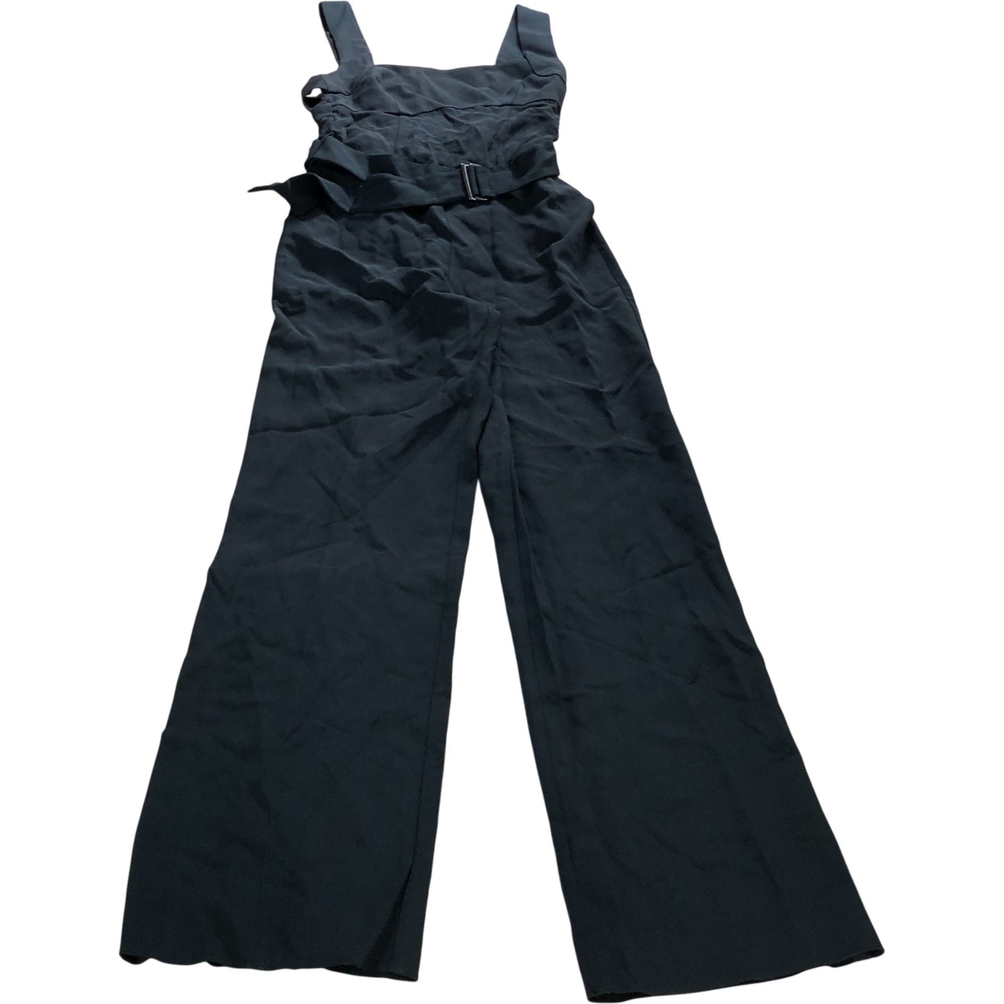 Branded Black Cross Back Belted Jumpsuit - Size 8