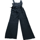 Branded Black Cross Back Belted Jumpsuit - Size 8