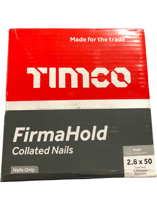 TIMCO FirmaHold Collated Nails 2.8 x 50mm Trade Pack 3300 Nails Bright Finish