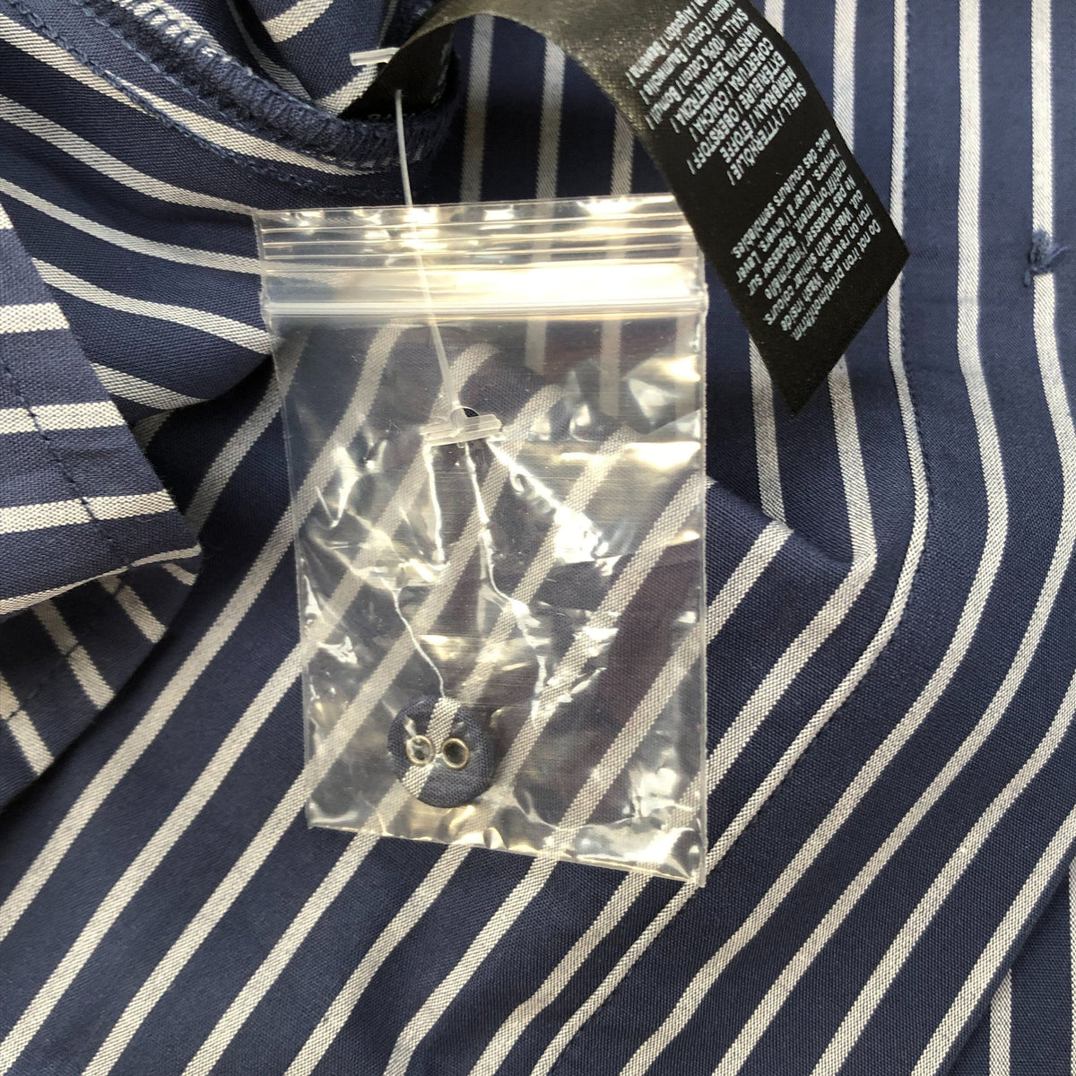 River Island Striped Shirt Ladies Blue White Floral Embroidery Size 8