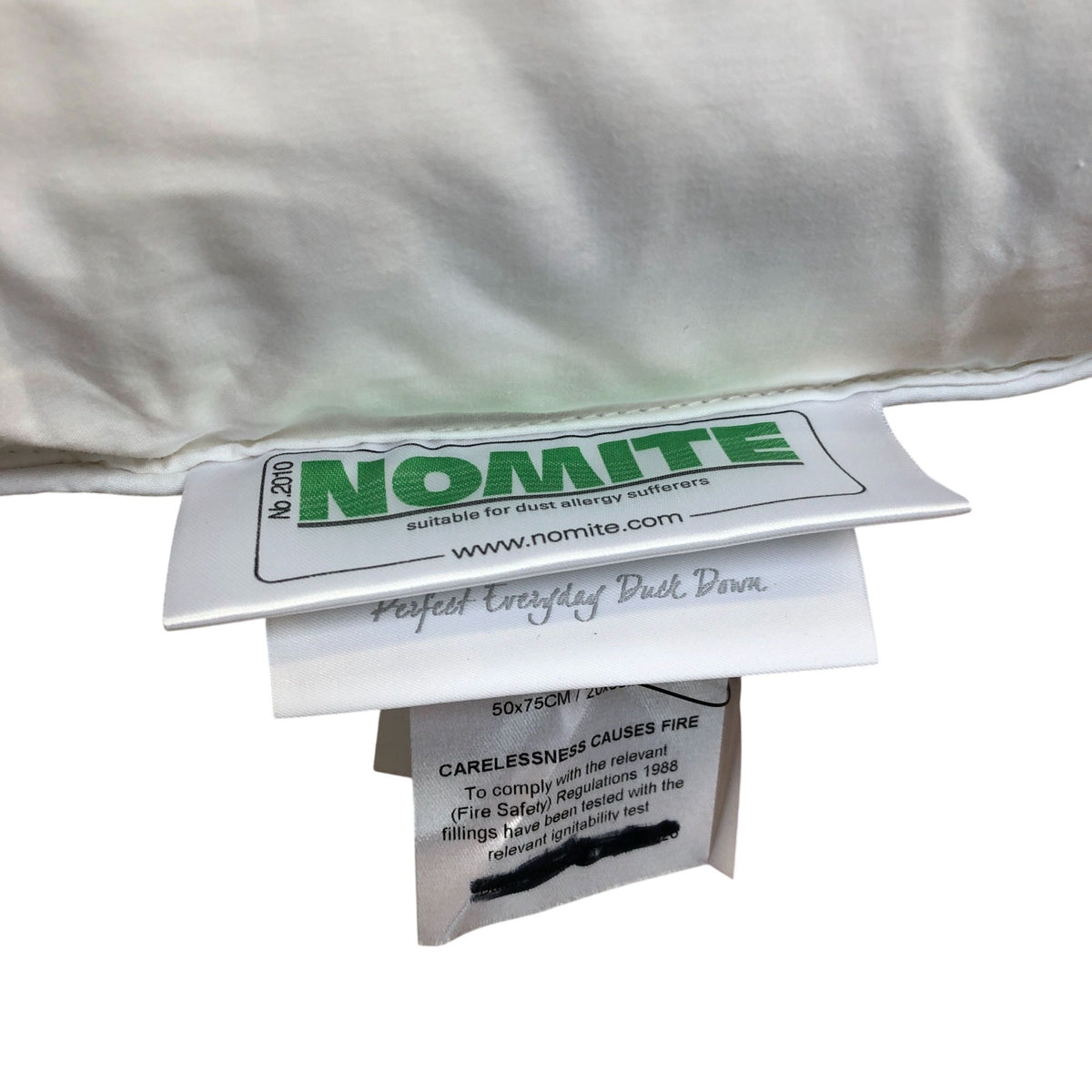 Duck Down & Feather Pillow Medium Support Nomite Allergy 50x75cm