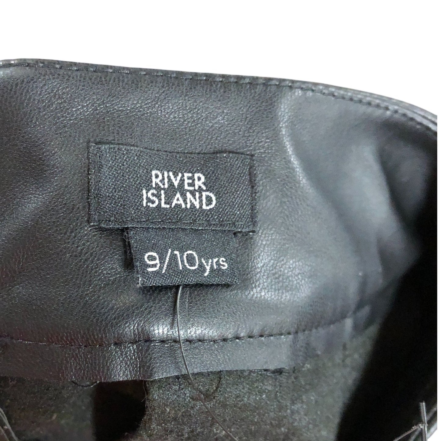 River Island Girls Pleated Skirt 9-10 Years Black Faux Leather Zip Detail