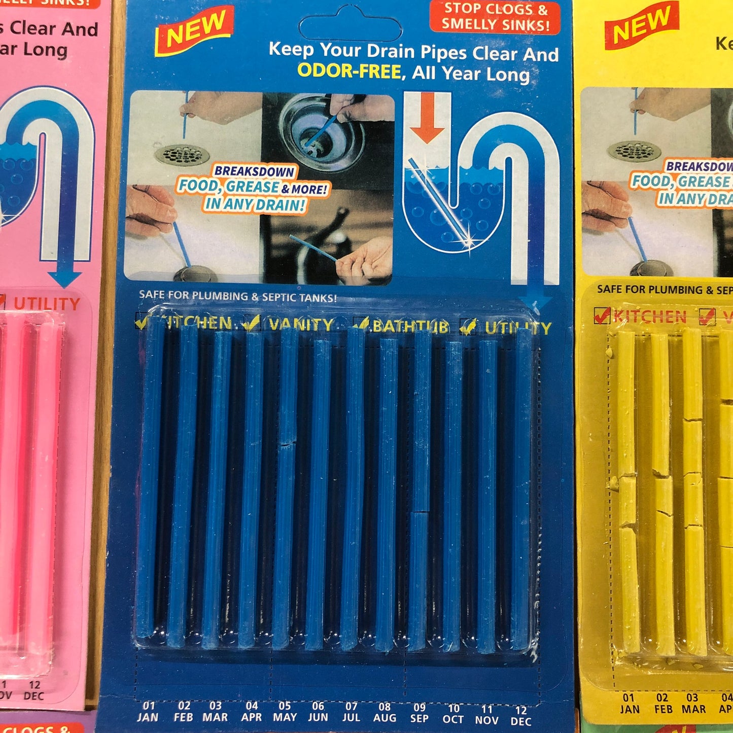 Sani Sticks Drain Cleaner 72 Count Prevent Odour and Clogs Kitchen Bath Tub