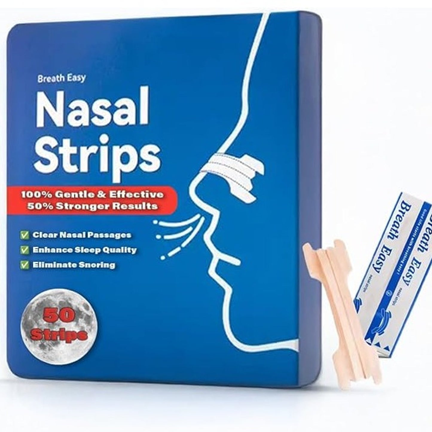 Breath Easy Nasal Strips 50 Count Drug Free Stronger Relief Improve Sleep
