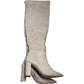 Novo Elegant Women's Heeled Knee High Boots Size UK5 Taupe Block Heel