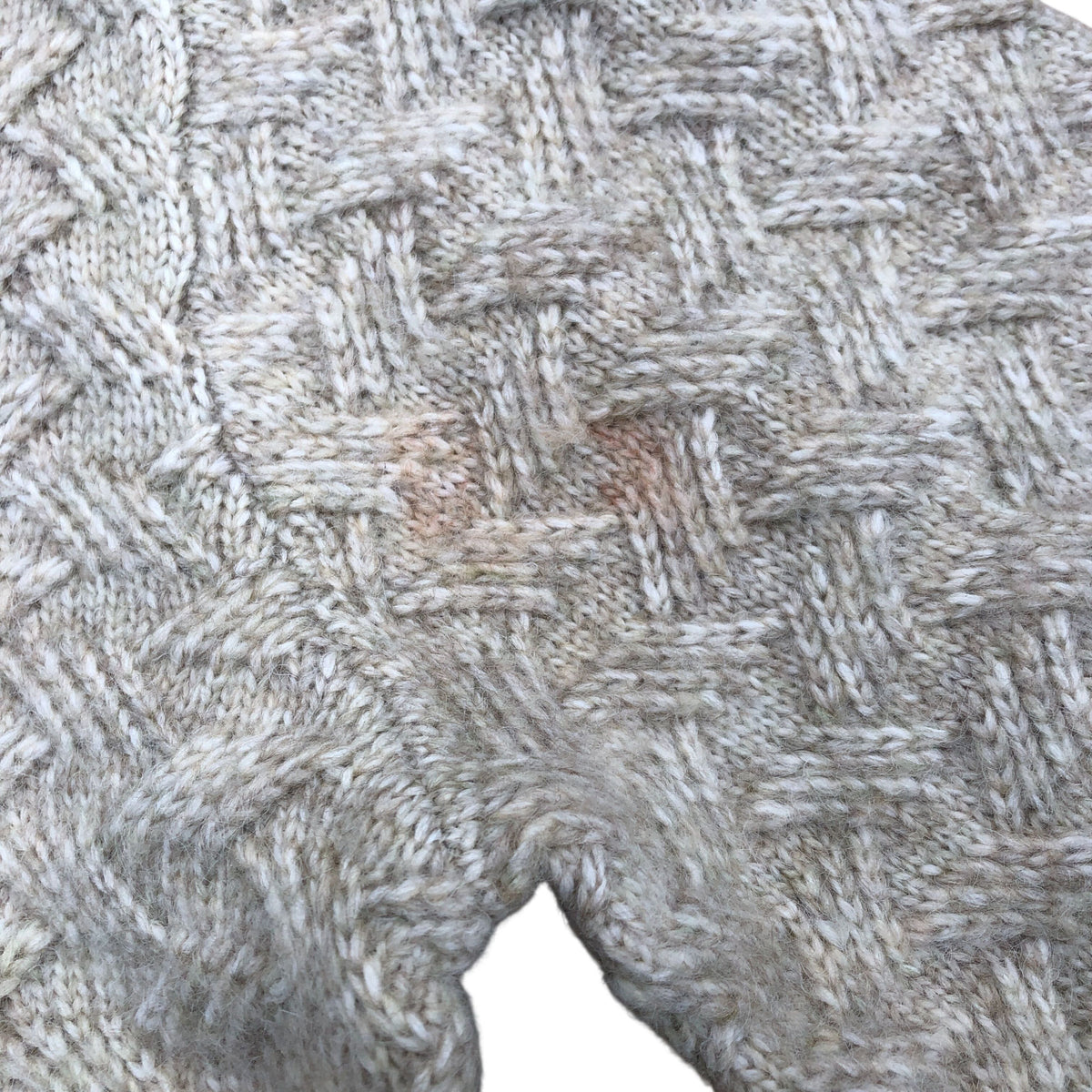 River Island Chunky Knit Sweater Wool Blend Cream Herringbone Pattern Size M