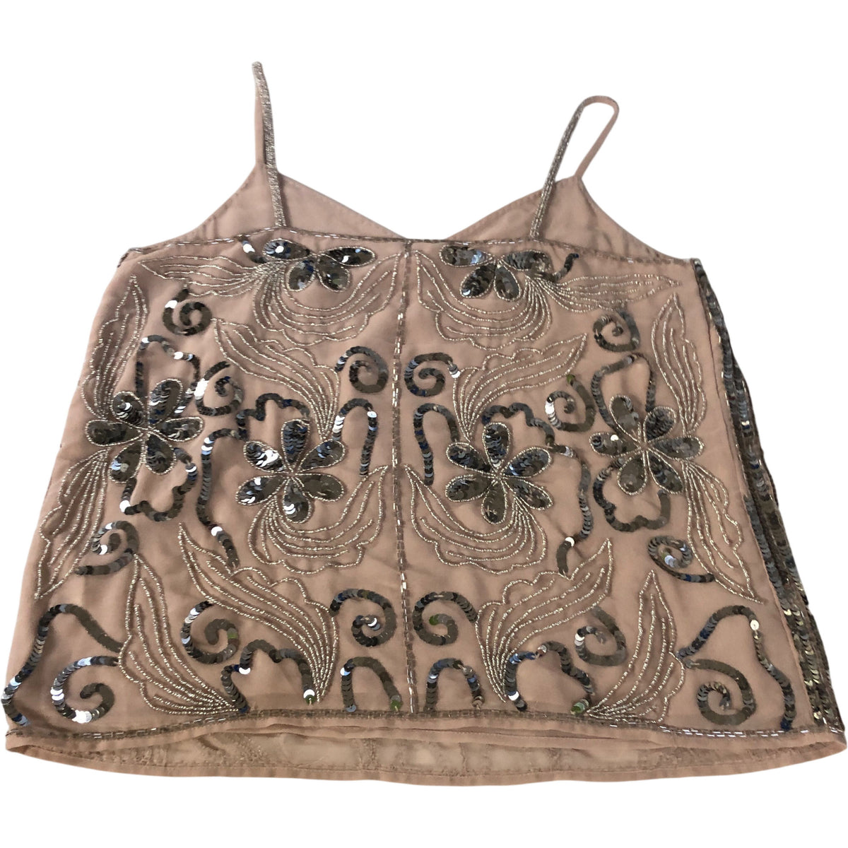 River Island Beaded Cami Top UK12 Women's Pink Floral Embellished Sleeveless