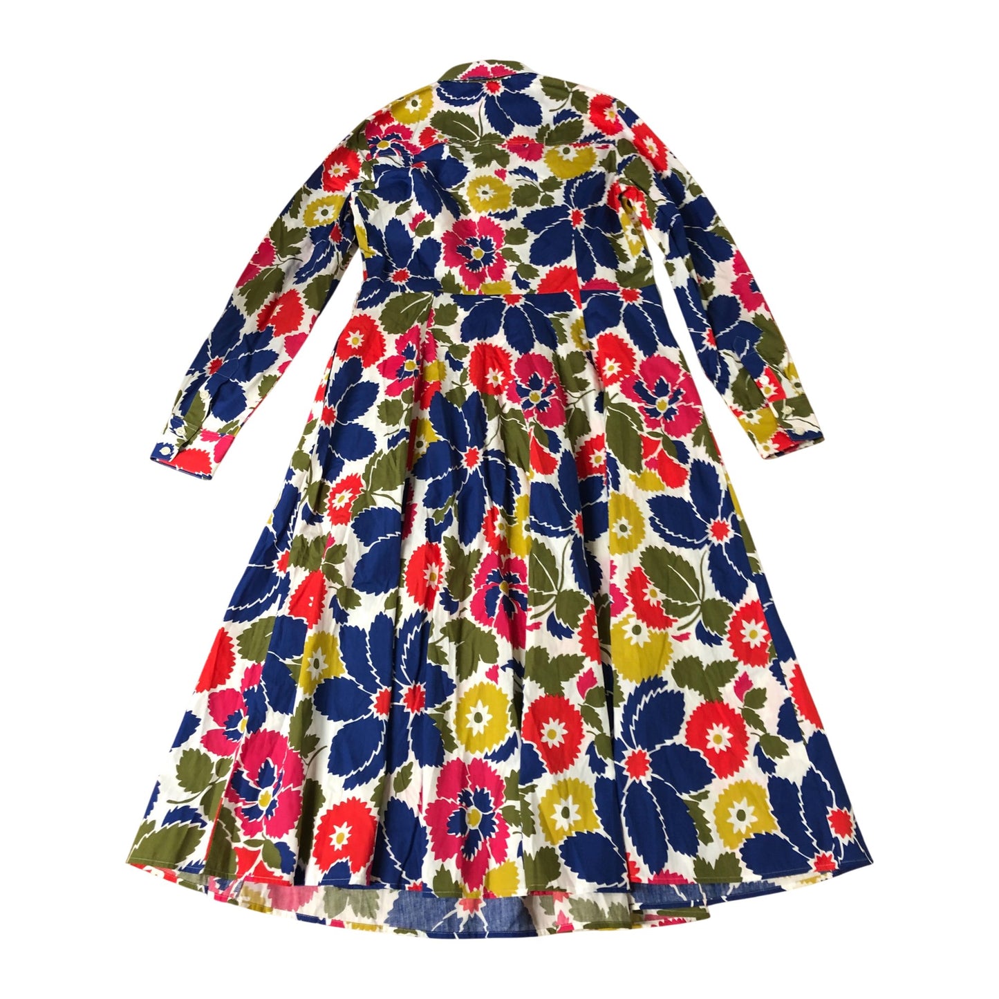 Bloomsbury Pop Shirt Dress UK12 Floral Print Cotton Long Sleeves Multi Colour