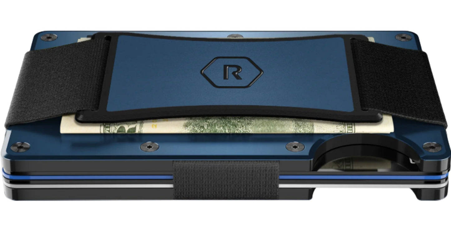 RIDGE Slim Wallet Men's RFID Blocking Minimalist Cardholder Blue Aluminium