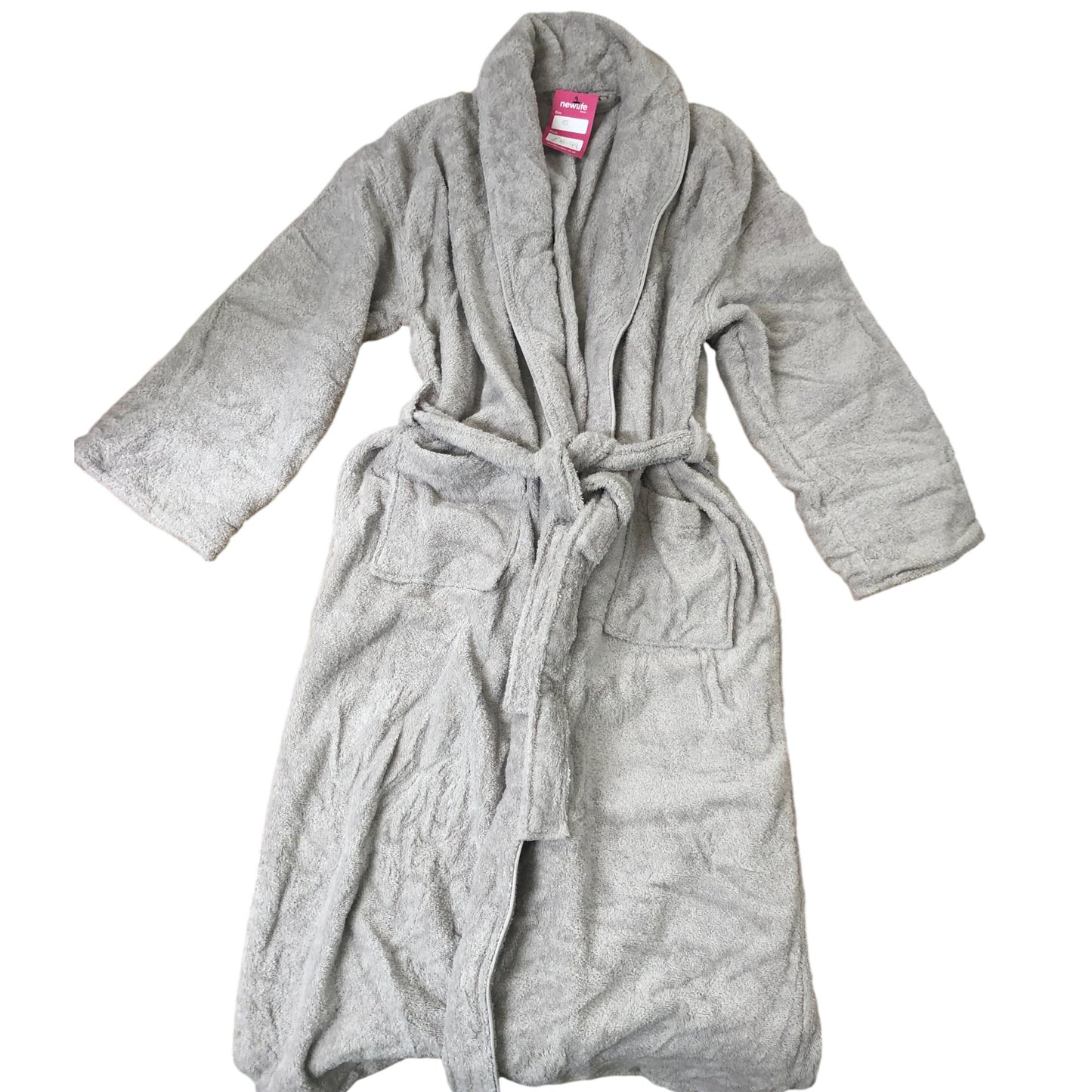 The White Company Small Grey Fleece Robe Women's Soft Plush Bathrobe Size 12